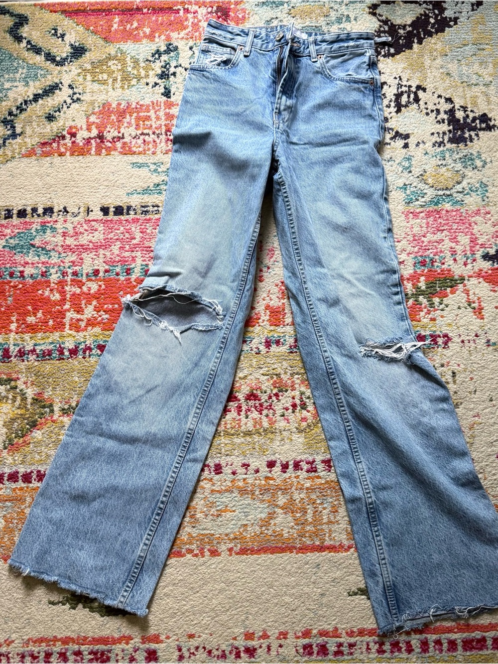 Zara Straight Leg Jeans with Holes